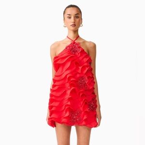 Red Ruffle Mini Dress